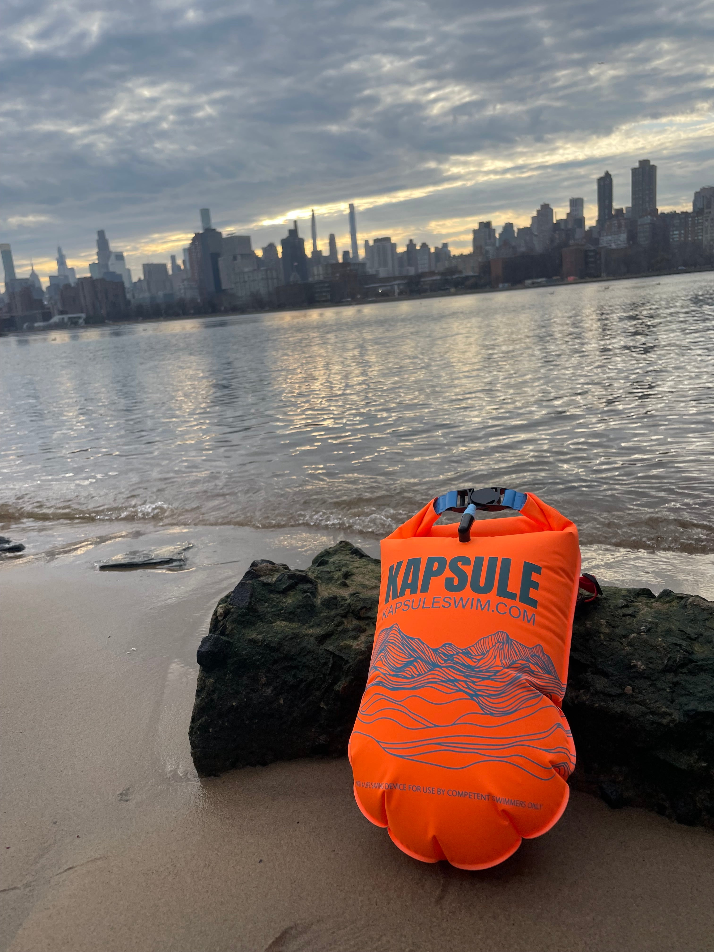 Kai 20L Open Water Swim Buoy – Lightweight HydroGuard™ TPU Safety Float – Neon Orange