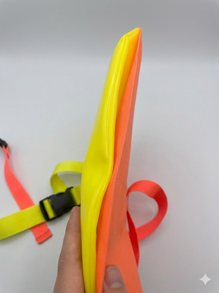 High-visibility swim buoy for open water swimming safety