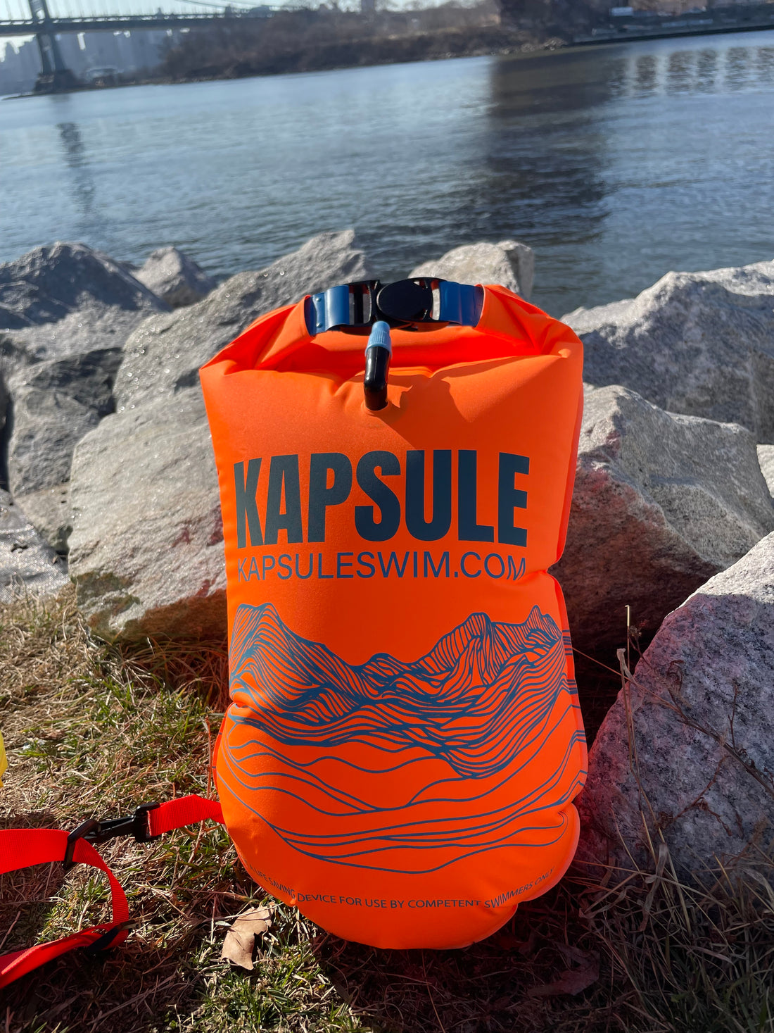 Open Water Swim Buoy 20L – Polyether TPU Safety Float – Kai (Neon Orange)