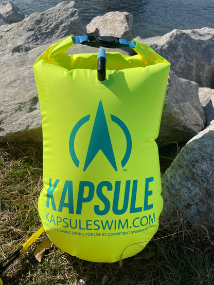 Aegis 20L Inflatable Open Water Swim Buoy – High Visibility Safety Float (Neon Yellow)