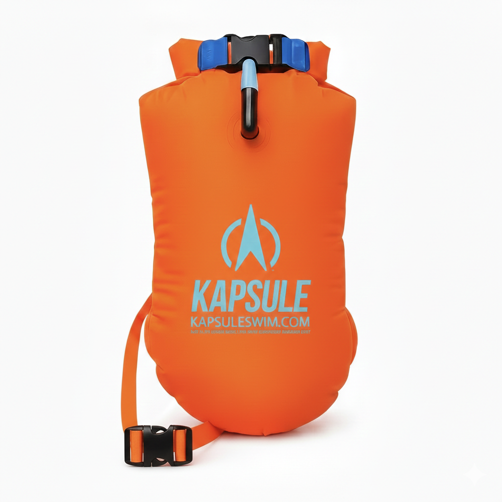 Aegis 20L Open Water Swim Buoy – Lightweight Polyether TPU Safety Float – Neon Orange