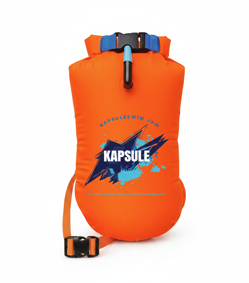 Bolt 20L Open Water Swim Buoy – Lightweight Polyether TPU Safety Float – Neon Orange