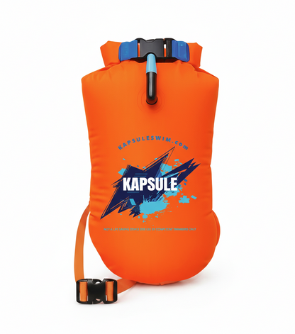 Bolt 20L Open Water Swim Buoy – Lightweight Polyether TPU Safety Float – Neon Orange