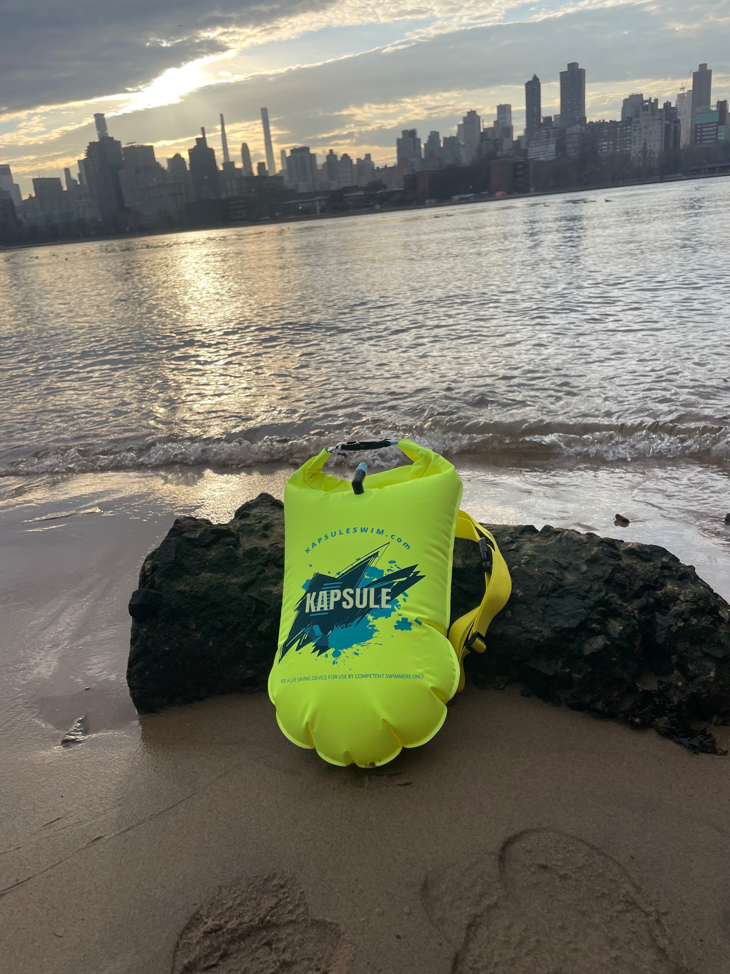Open Water Swim Buoy 20L – Polyether TPU Safety Float – Bolt (Neon Yellow)