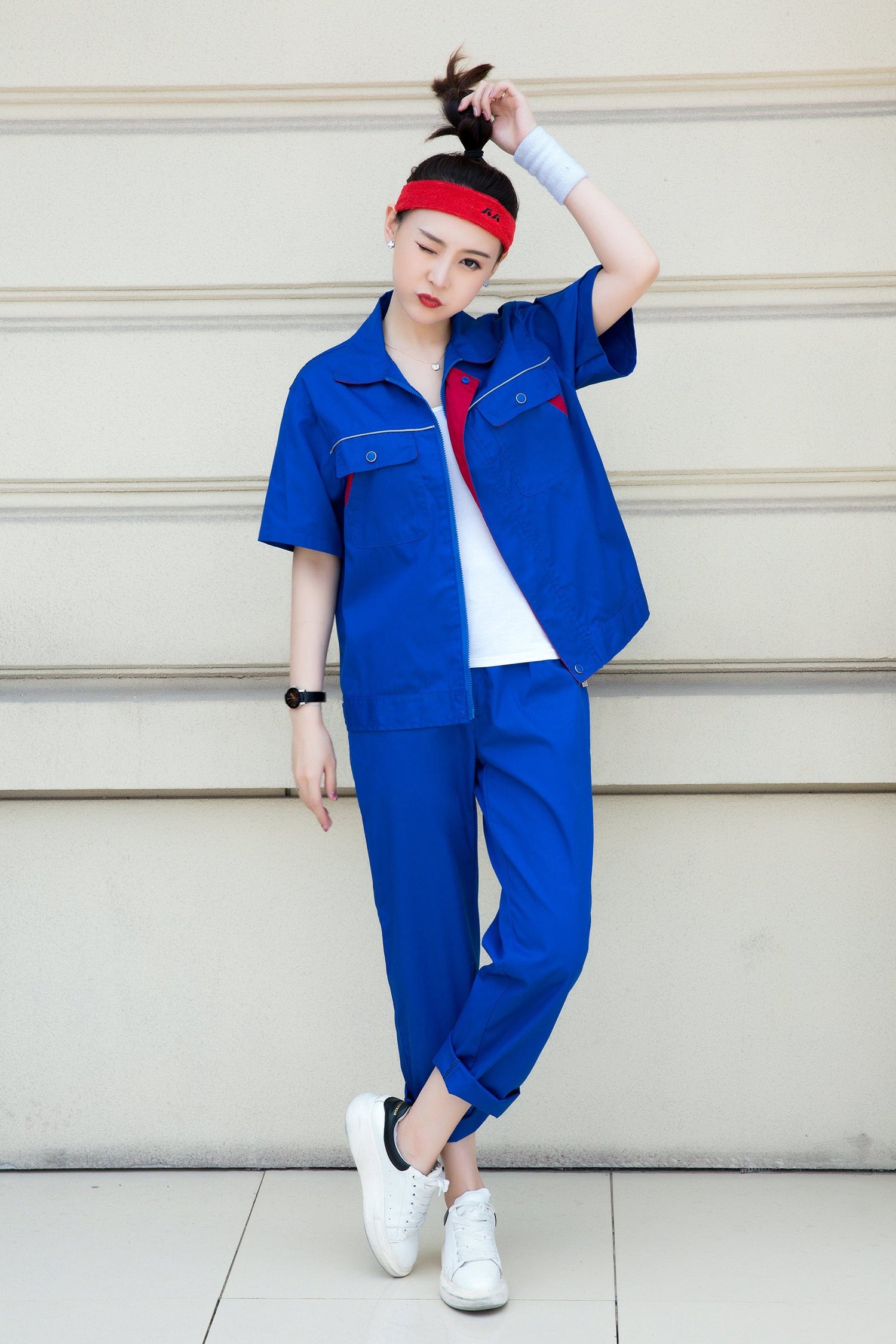 Corals Trading Co. 可樂思百貨商行 涤棉 Short-sleeved polyester cotton overalls for summer SD-S702